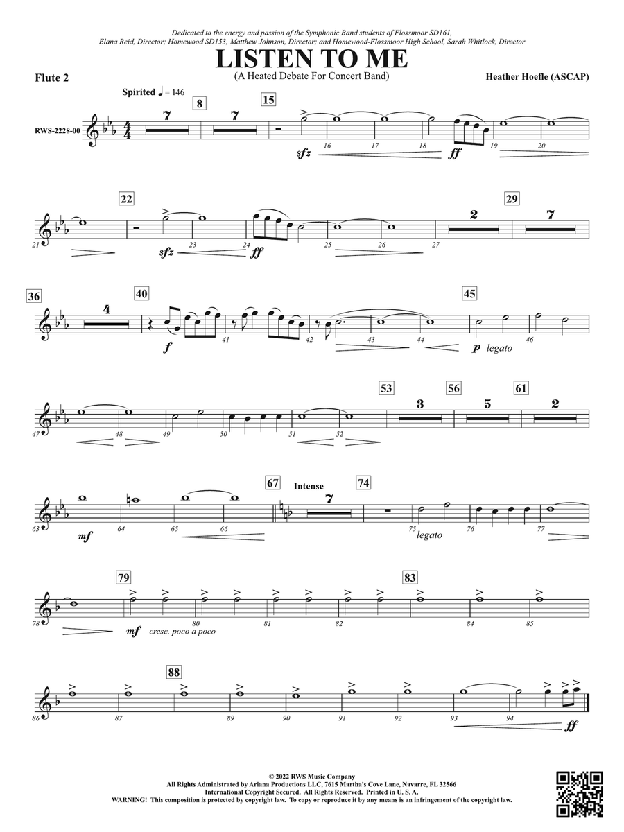 Listen to Me - A Heated Debate for Concert Band: 2nd Flute Concert Band scores gallery preview page 1