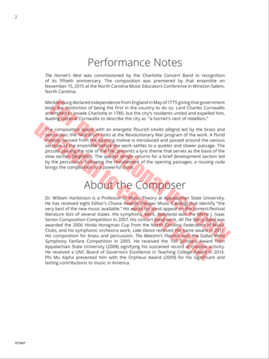 The Hornet's Nest Concert Band scores gallery preview page 3