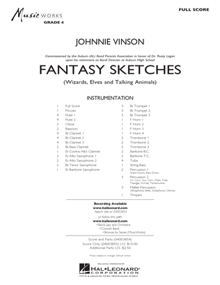 Book cover for Fantasy Sketches - Conductor Score (Full Score)