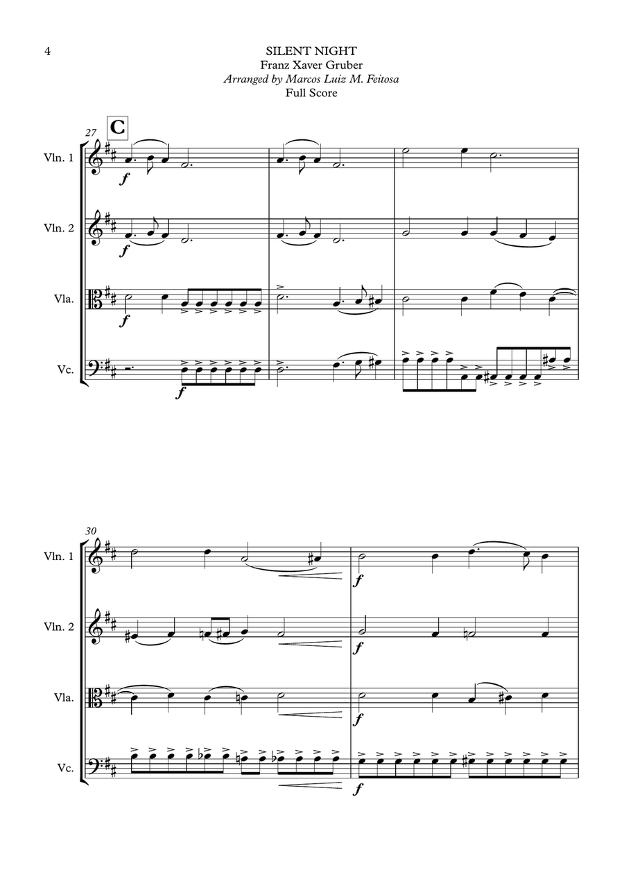 Silent Night - String Quartet String Quartet scores gallery preview page 6