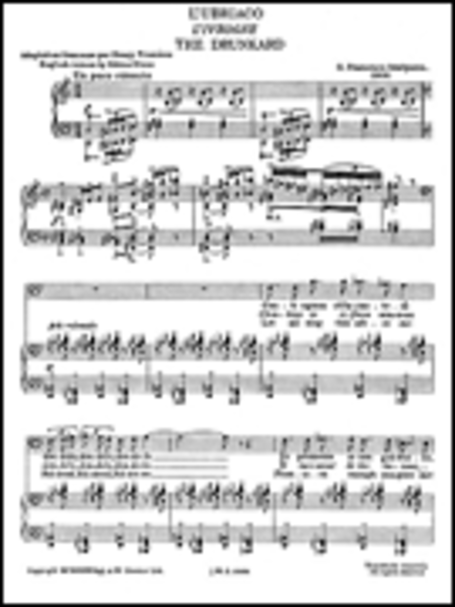Malipiero: The Drunkard From Sette Canzoni (L'ubriaco) for Baritone Solo with Piano acc. Baritone Voice scores gallery preview page 1