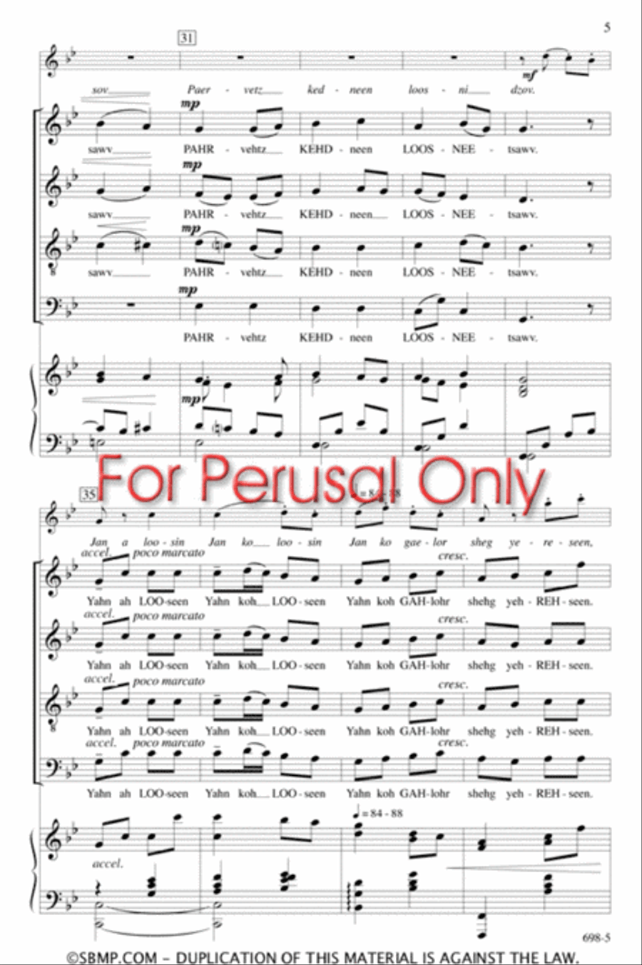 Loosin Yelav - SATB Octavo image number null