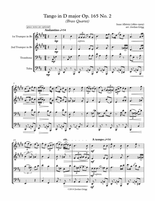 Tango in D major (Brass Quartet), Op.165 No.2