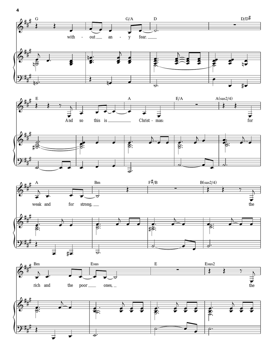 Happy Xmas (War Is Over) Piano, Vocal scores gallery preview page 4