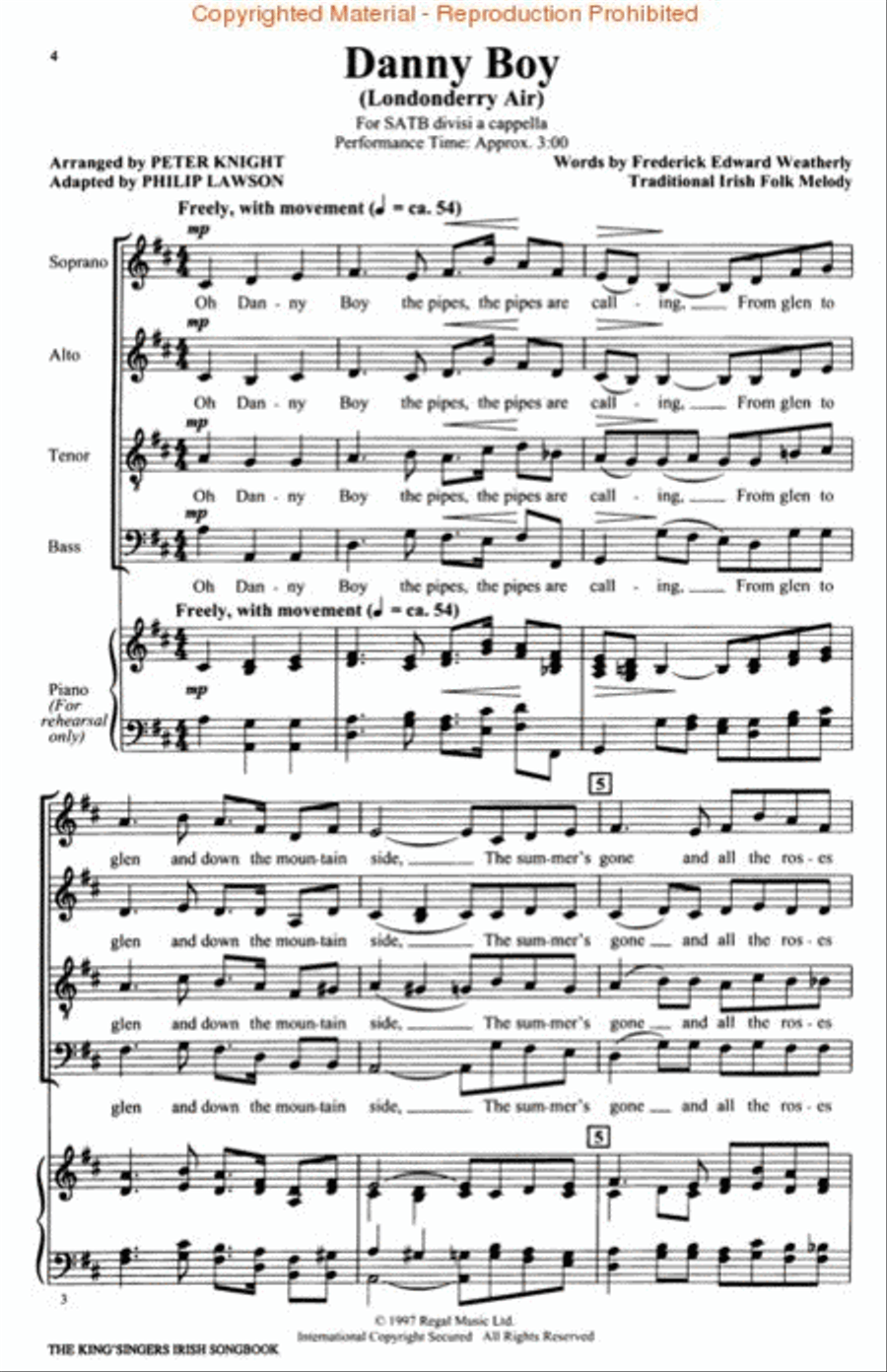 King's Singers Irish Songbook (Collection) 4-Part scores gallery preview page 2