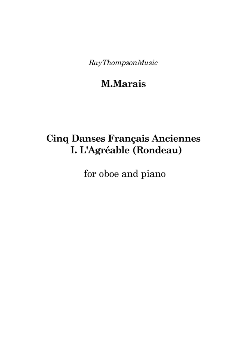 Marais: Cinq Danses Français Anciennes (Five Old French Dances) I. L'Agréable - oboe/piano image number null
