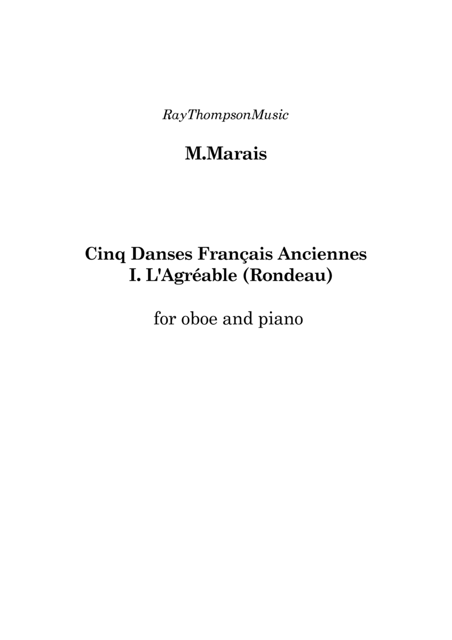 Marais: Cinq Danses Français Anciennes (Five Old French Dances) I. L'Agréable - oboe/piano Piano scores gallery preview page 1