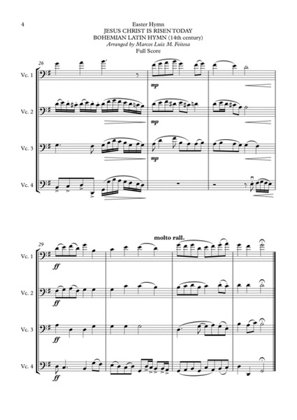 Easter Hymn Collection (with five songs) BOOK 1 - Cello Quartet image number null