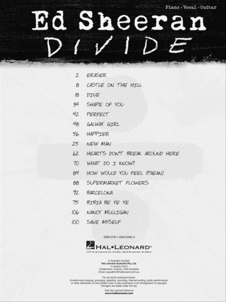 Ed Sheeran – Divide Piano, Vocal, Guitar scores gallery preview page 2