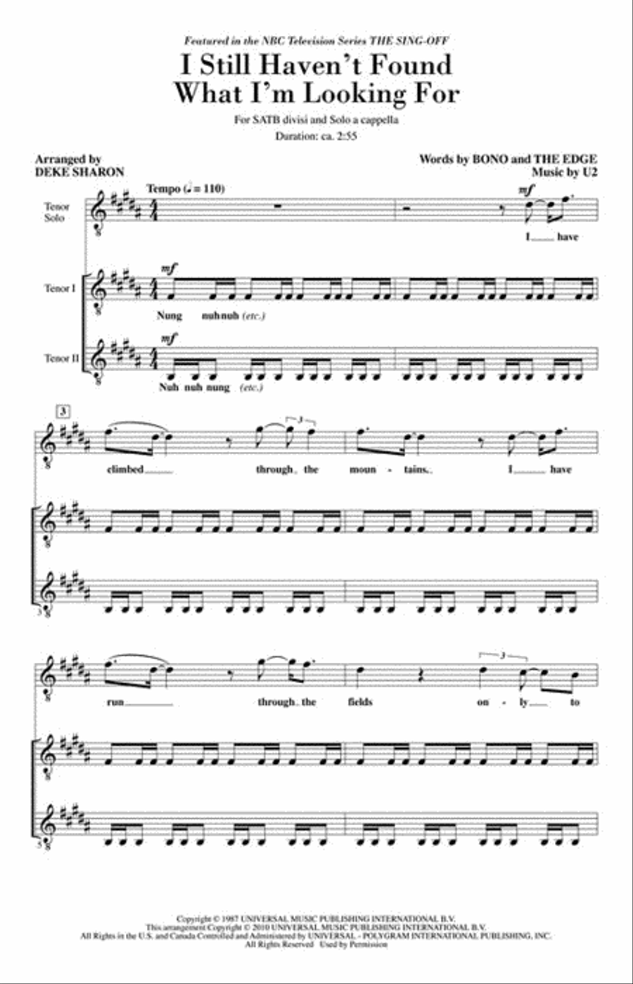 I Still Haven't Found What I'm Looking For Divisi scores gallery preview page 2