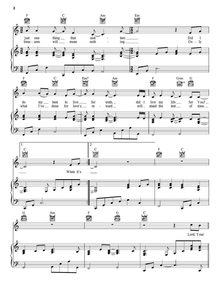 When It's All Been Said And Done Piano, Vocal, Guitar scores gallery preview page 2