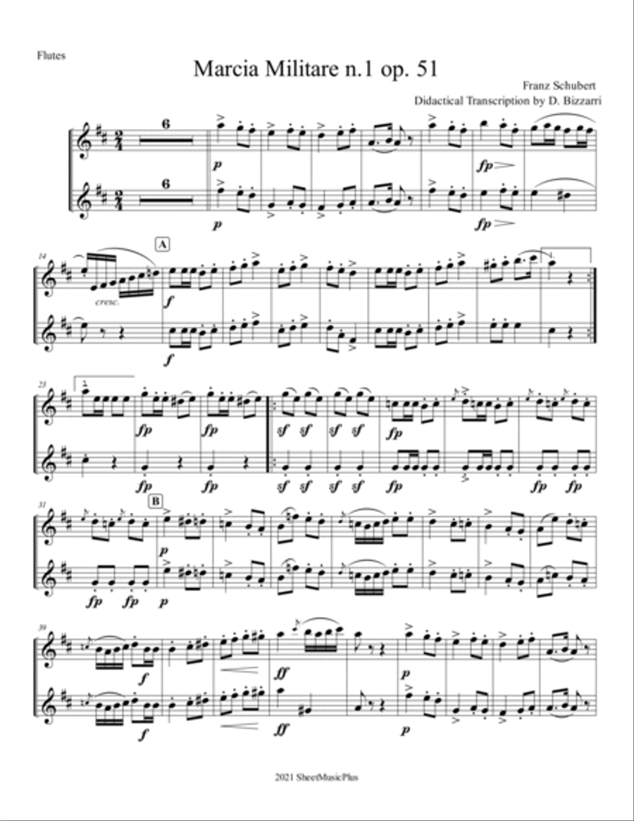 Franz Schubert - Military March n.1 op.51 in D Major - for Didactical Orchestra - Wind and percussio Small Ensemble scores gallery preview page 3