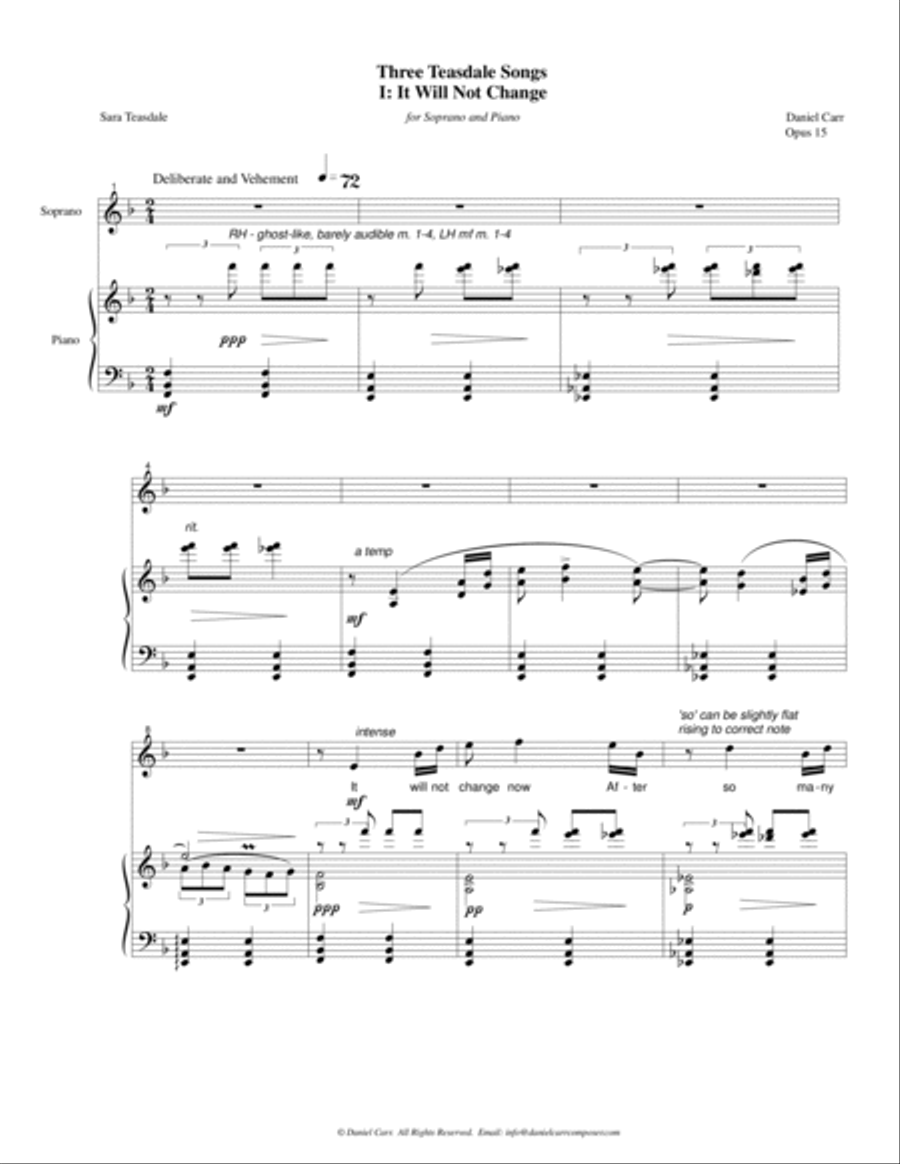 Three Sara Teasdale Songs for Soprano and Piano - Opus 15 Soprano Voice scores gallery preview page 5