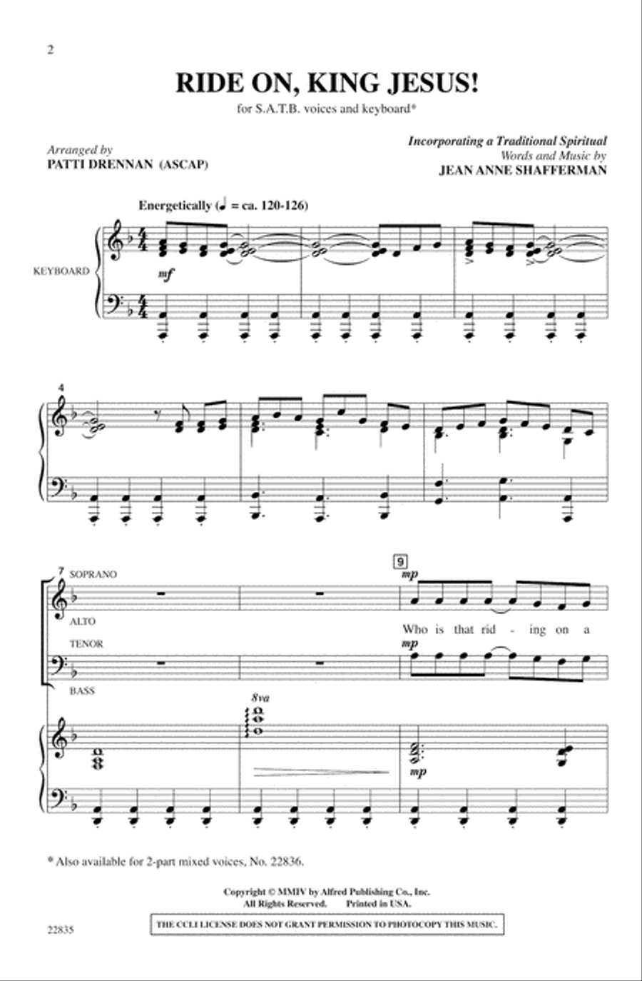 Ride On, King Jesus! Ride On, King Jesus! 4-Part scores gallery preview page 2