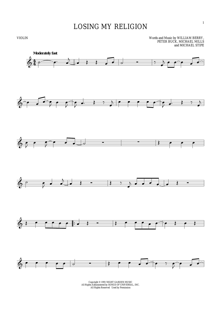 Losing My Religion Violin Solo scores gallery preview page 1