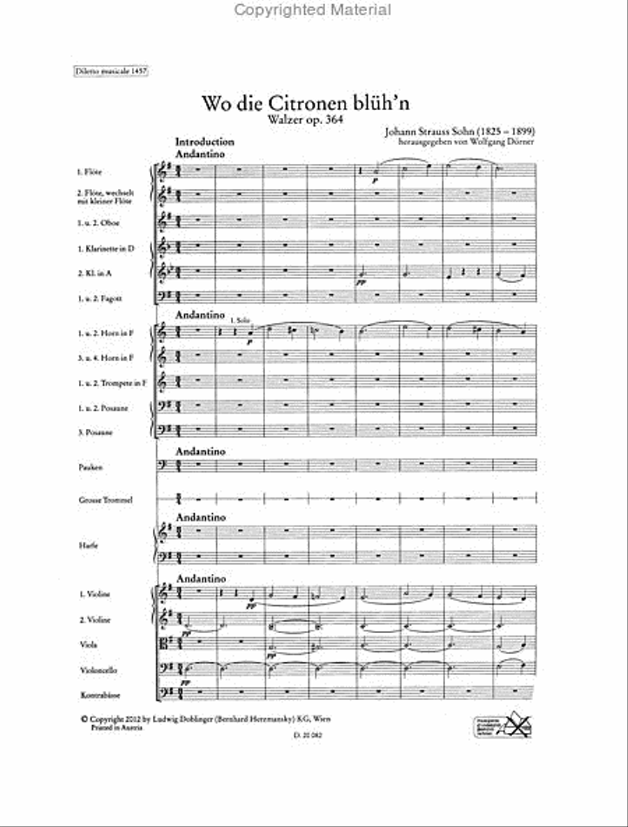 Wo die Citronen bluh'n Walzer op. 364 Orchestra scores gallery preview page 2