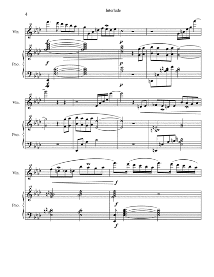Interlude for Piano and Violin Violin Solo scores gallery preview page 5