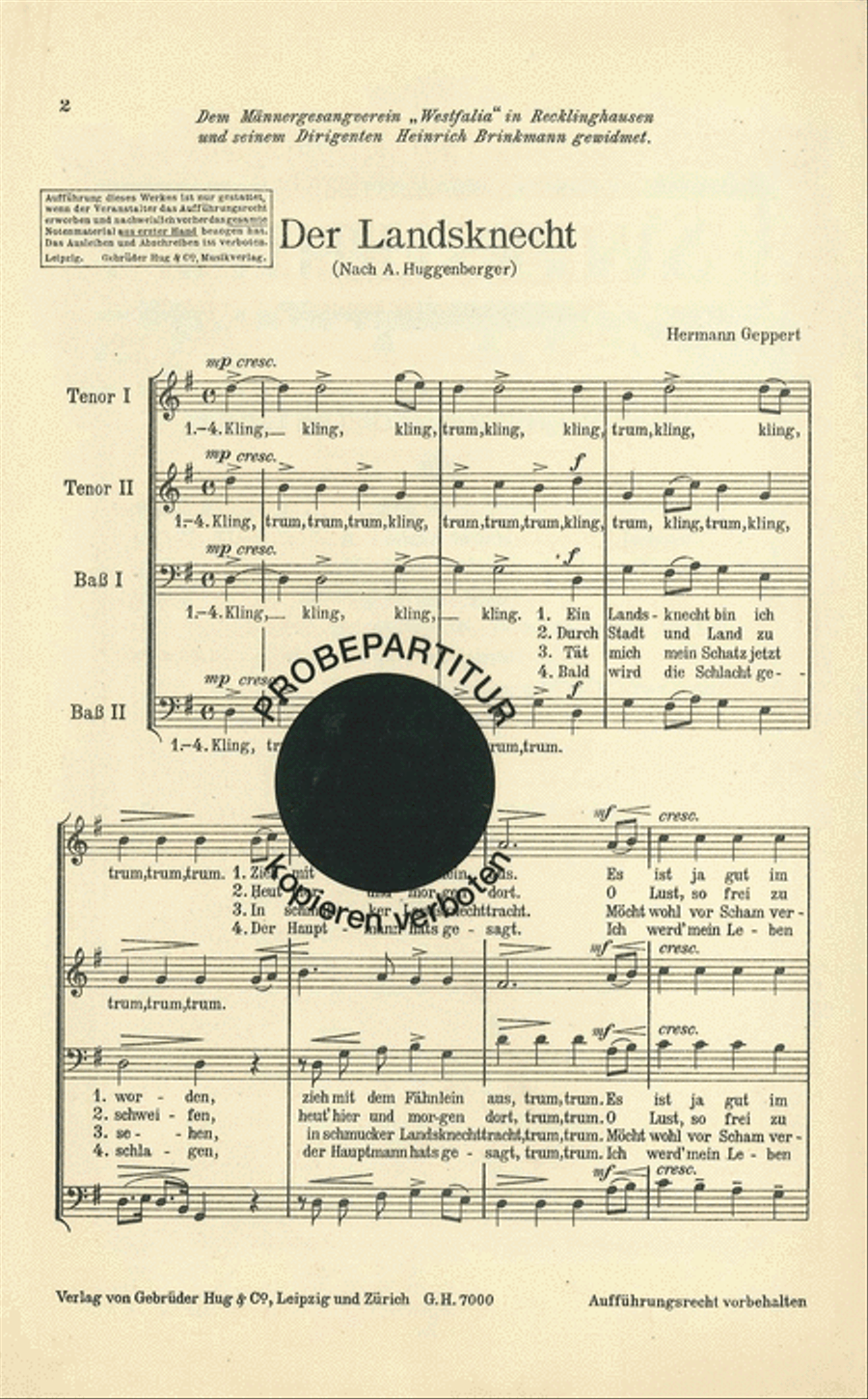 Landsknecht Landsknecht Men's Choir scores gallery preview page 1