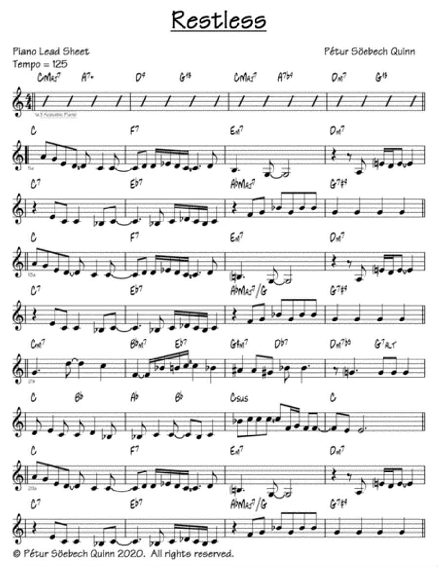 Restless Easy Piano scores gallery preview page 1