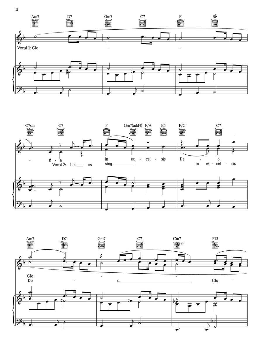 Angels We Have Heard On High Piano, Vocal, Guitar scores gallery preview page 4