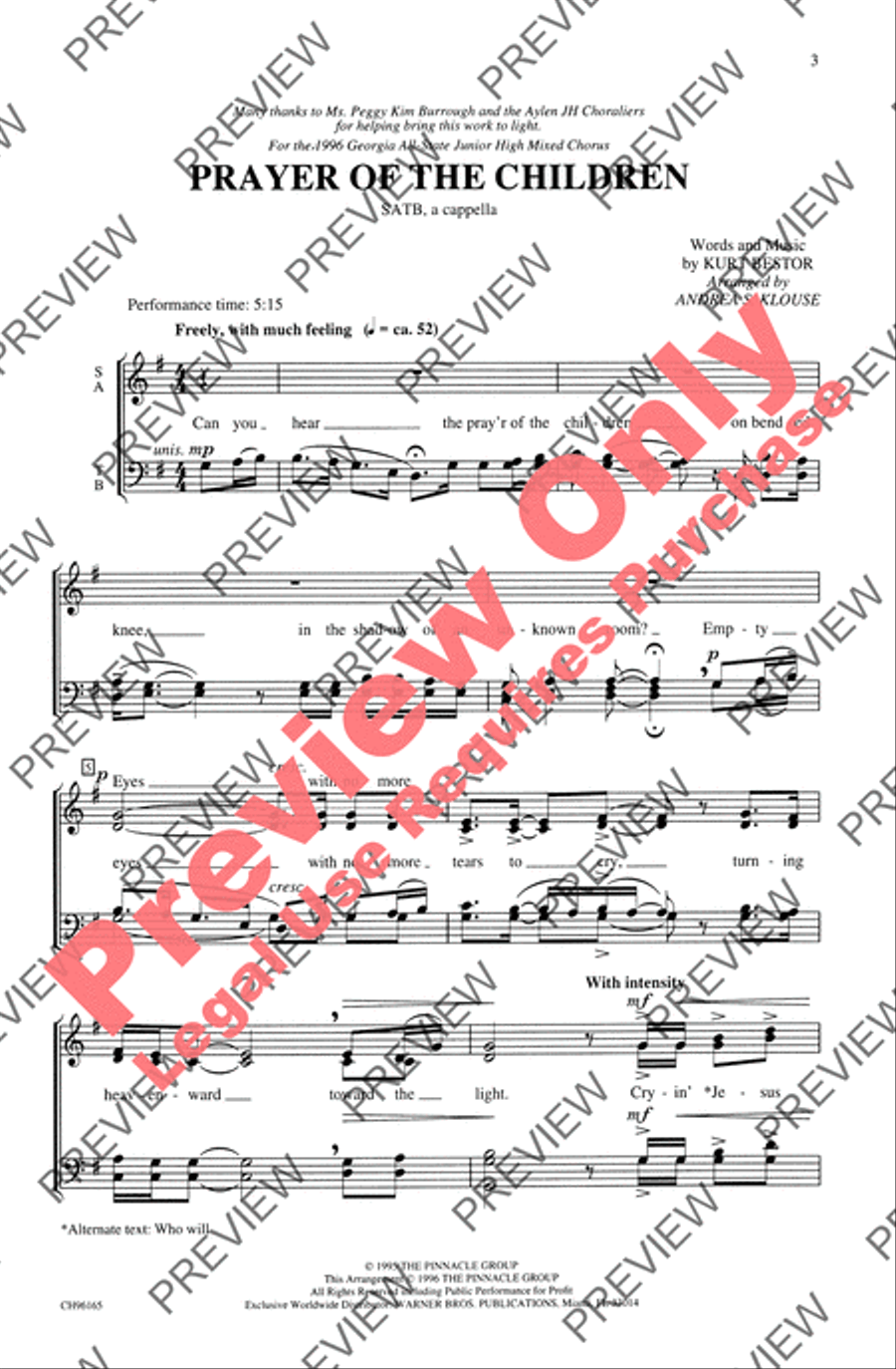 Prayer of the Children 4-Part scores gallery preview page 2