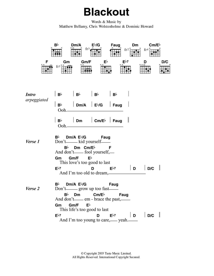 Blackout Easy Guitar scores gallery preview page 1
