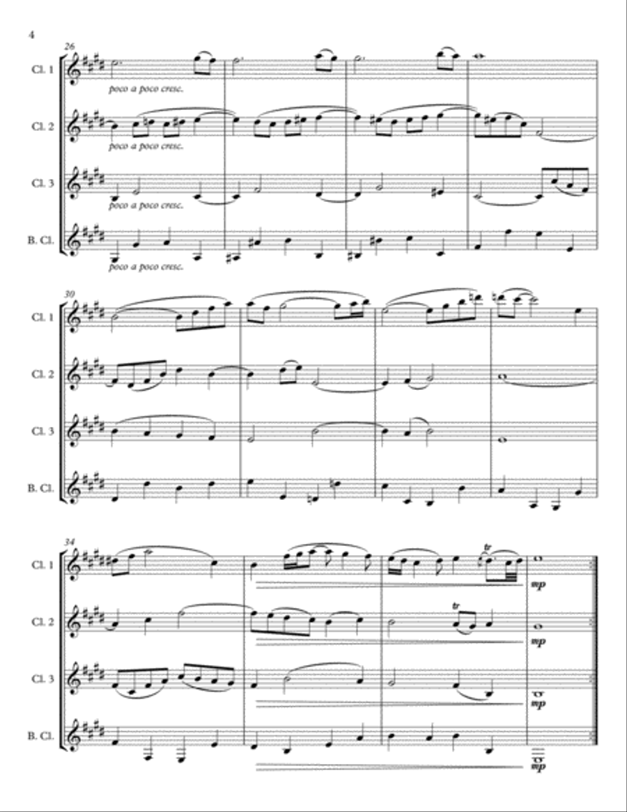 Air on the G String for Clarinet Quartet or Choir Choir scores gallery preview page 4