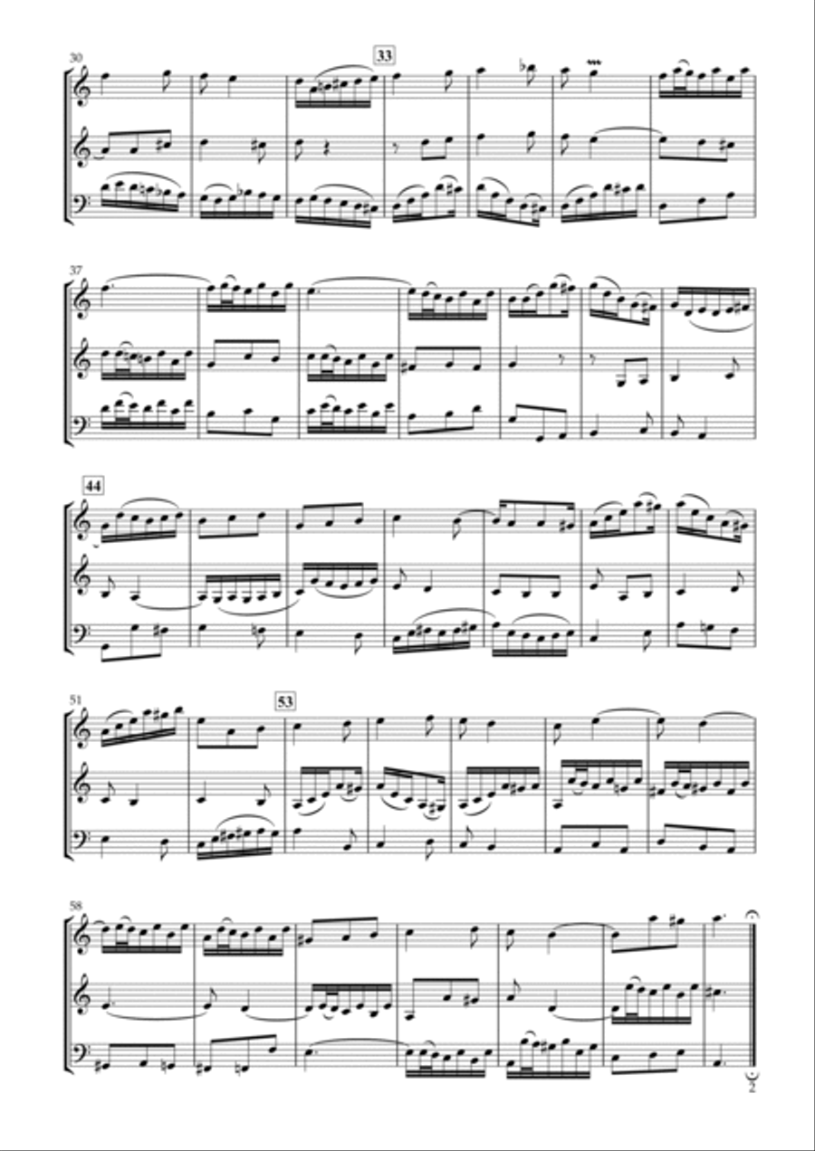 Sinfonia No.13 BWV.799 for Two Violins & Violoncello String Duet scores gallery preview page 2