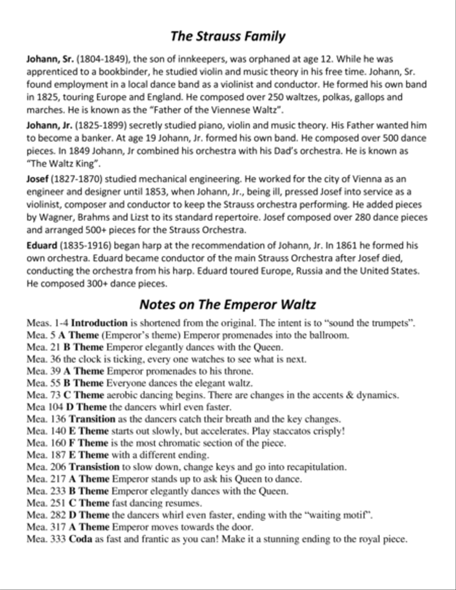Emperor Waltz, Lever Harp Score & Parts image number null