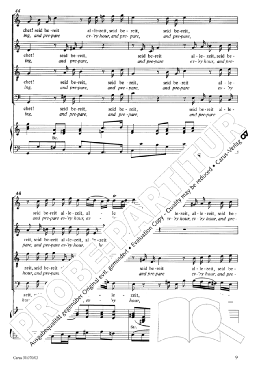 Watch now, praying, praying, watch now (Wachet! betet! betet! wachet!) 4-Part scores gallery preview page 13