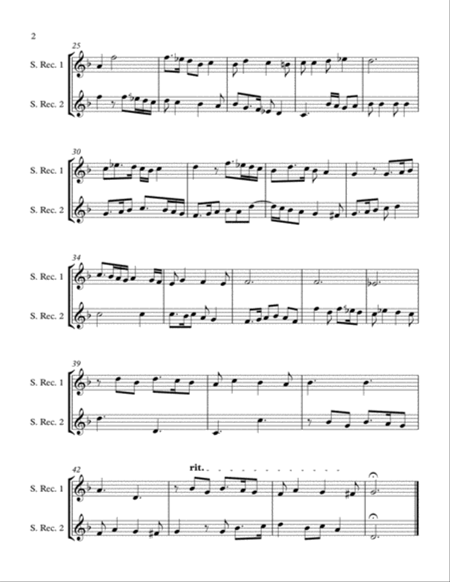 Basse Danse, La Spagna (1494) (recorder duet) Woodwind Duet scores gallery preview page 2