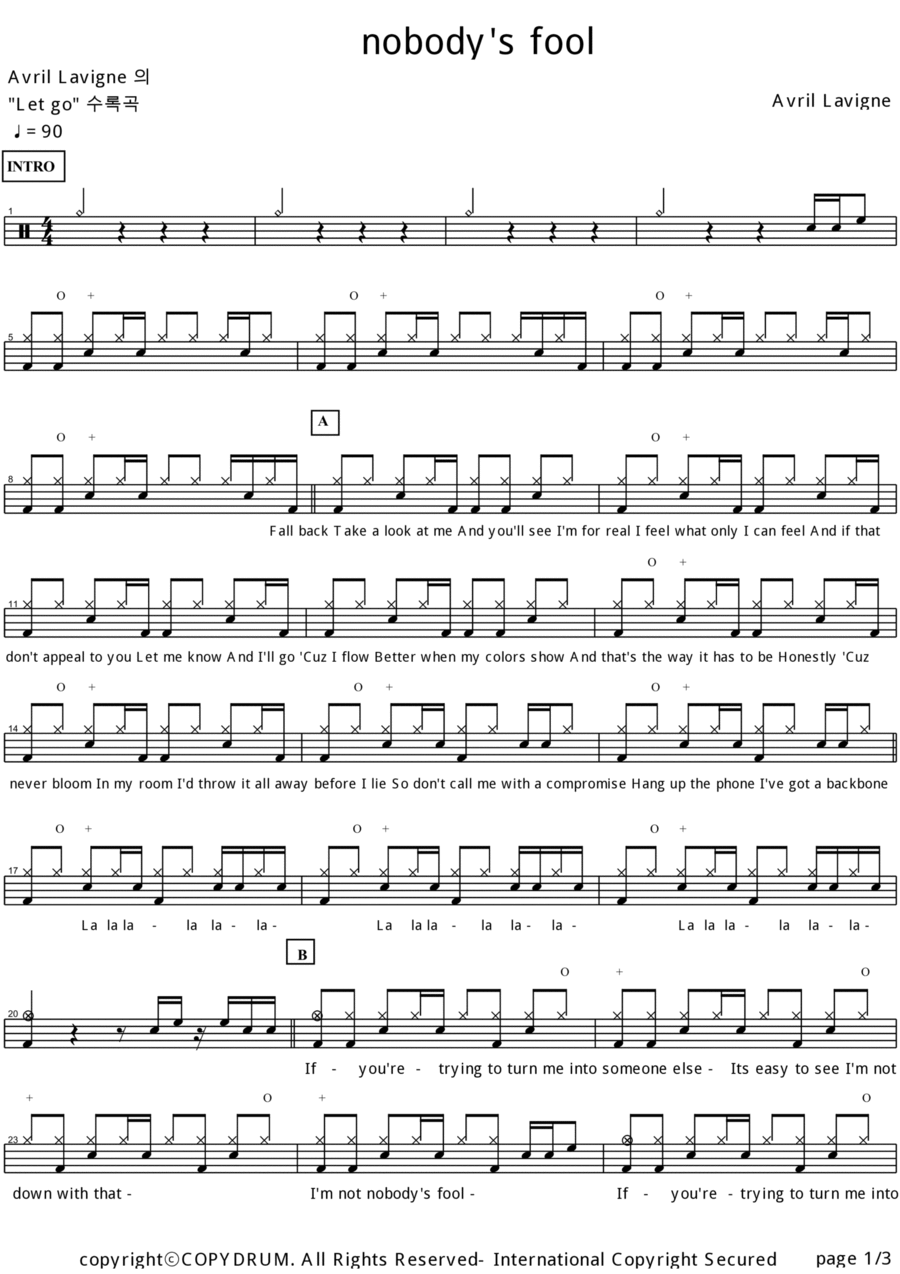 Nobody's Fool Drum Set scores gallery preview page 1