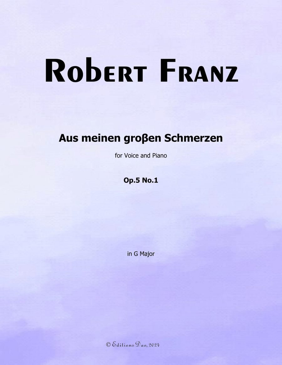 Aus meinen groβen Schmerzen, by Gabriel Fauré, in G Major Voice scores gallery preview page 1