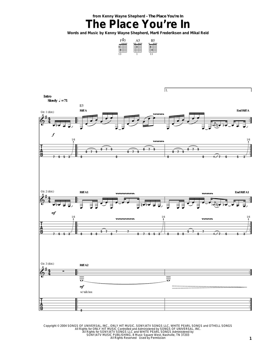 The Place You're In Acoustic Guitar scores gallery preview page 1