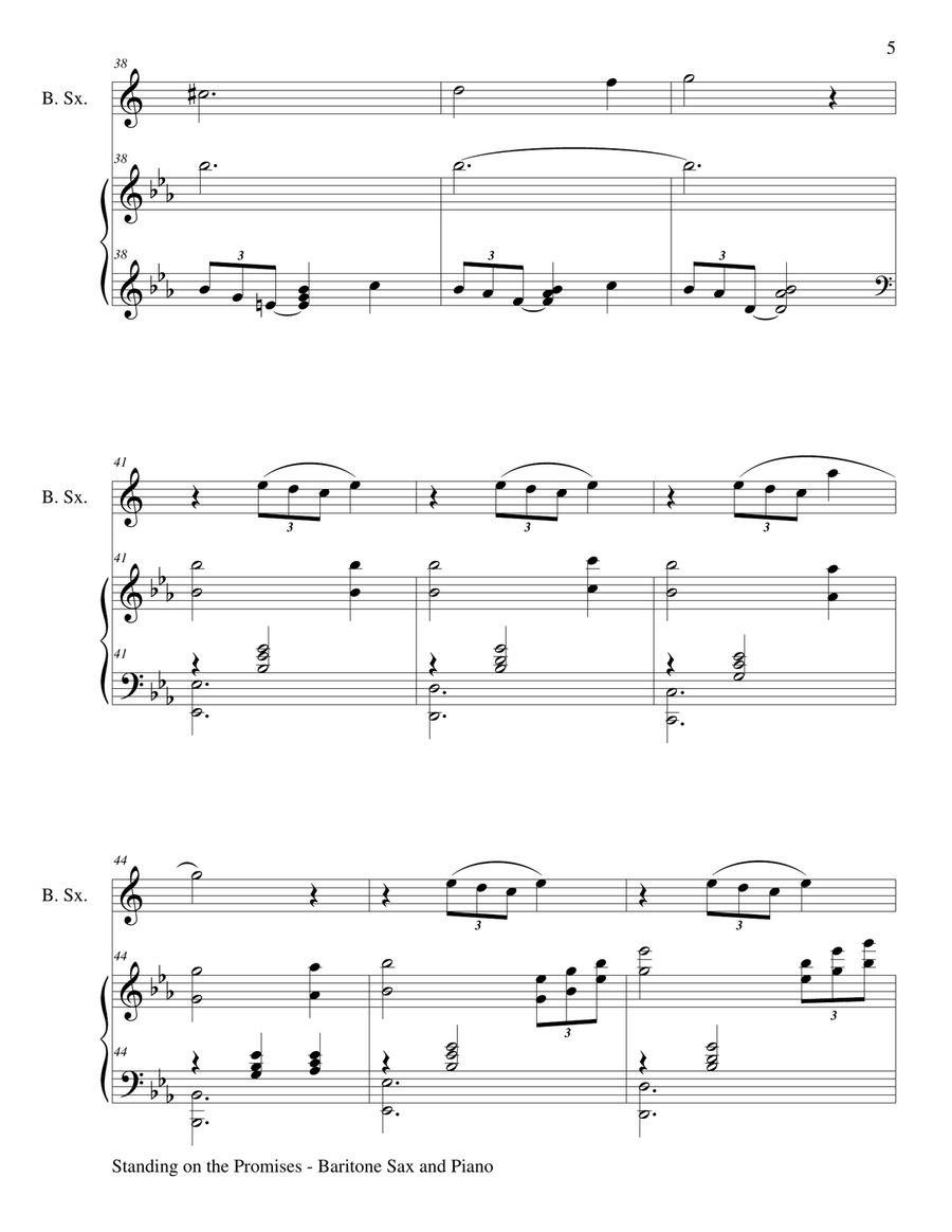 STANDING ON THE PROMISES (Baritone Sax/Piano and Baritone Sax Part) Baritone Saxophone scores gallery preview page 6