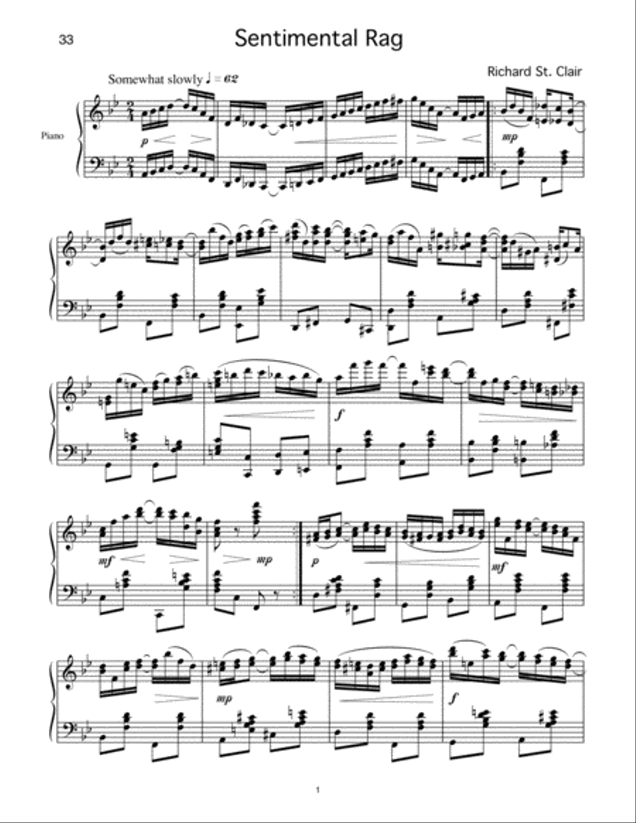 Sentimental Rag for Solo Piano Piano Solo scores gallery preview page 2