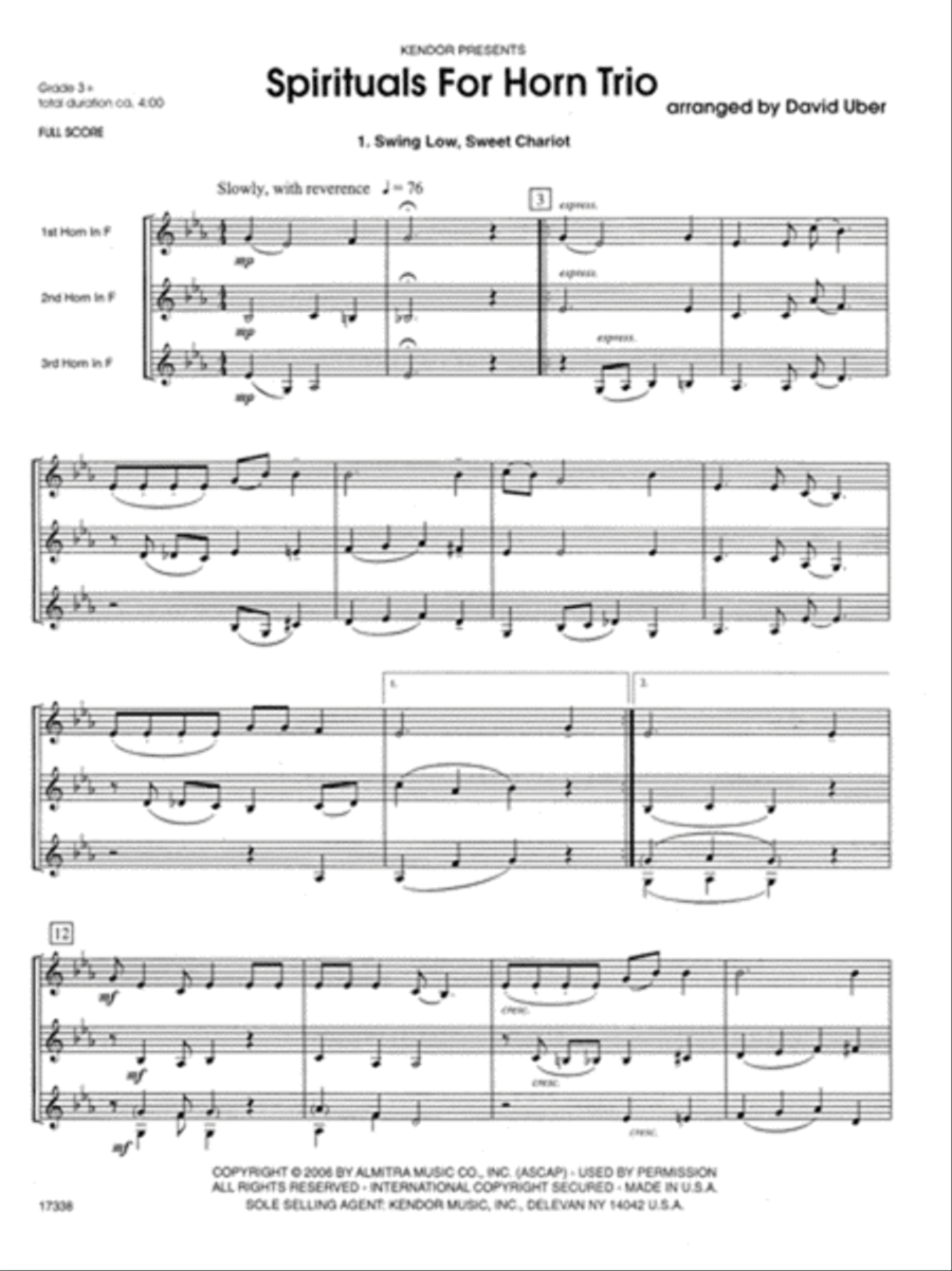Spirituals For Horn Trio Woodwind Trio scores gallery preview page 2