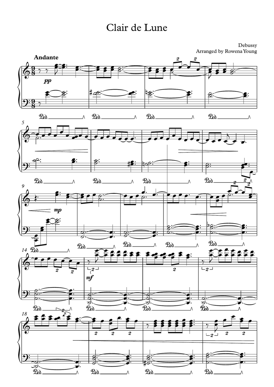 Clair de Lune, Easy Piano Easy Piano scores gallery preview page 1