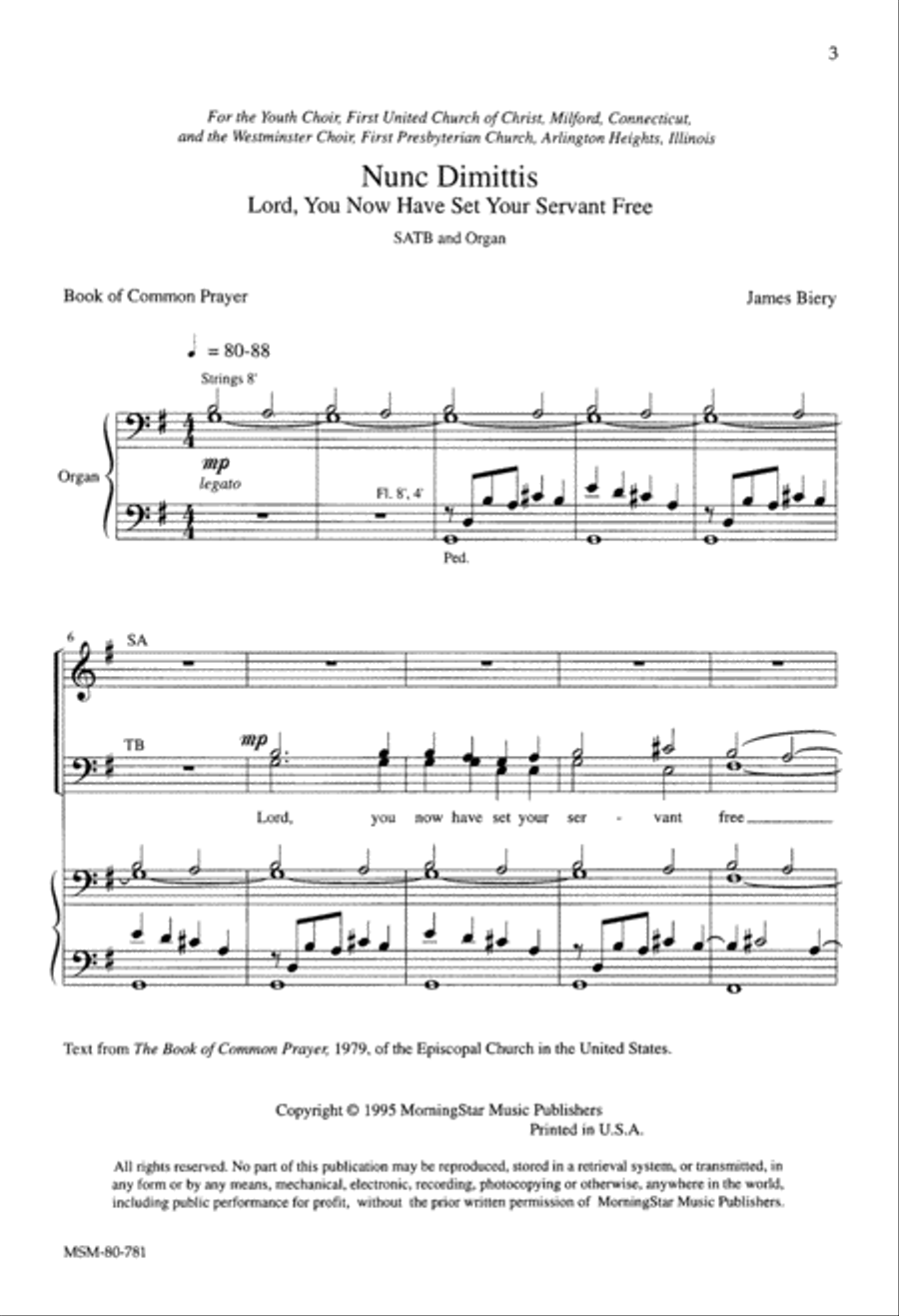 Nunc Dimittis 4-Part scores gallery preview page 2