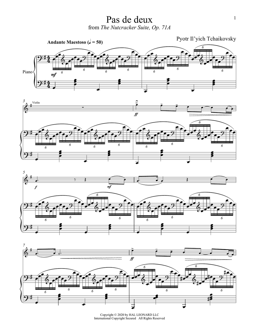 Pas de deux (from The Nutcracker) Violin Solo scores gallery preview page 1