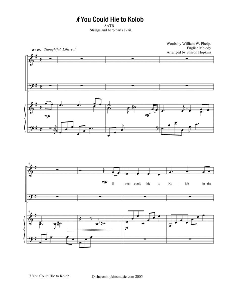 If You Could Hie to Kolob SATB 4-Part scores gallery preview page 1