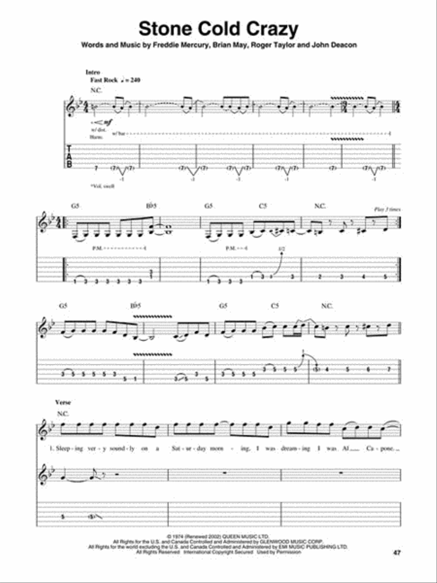 Queen Queen Guitar Tablature scores gallery preview page 5
