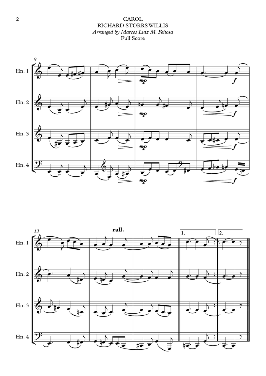 It Came Upon the Midnight Clear - Horn in F Quartet Brass Quartet scores gallery preview page 4