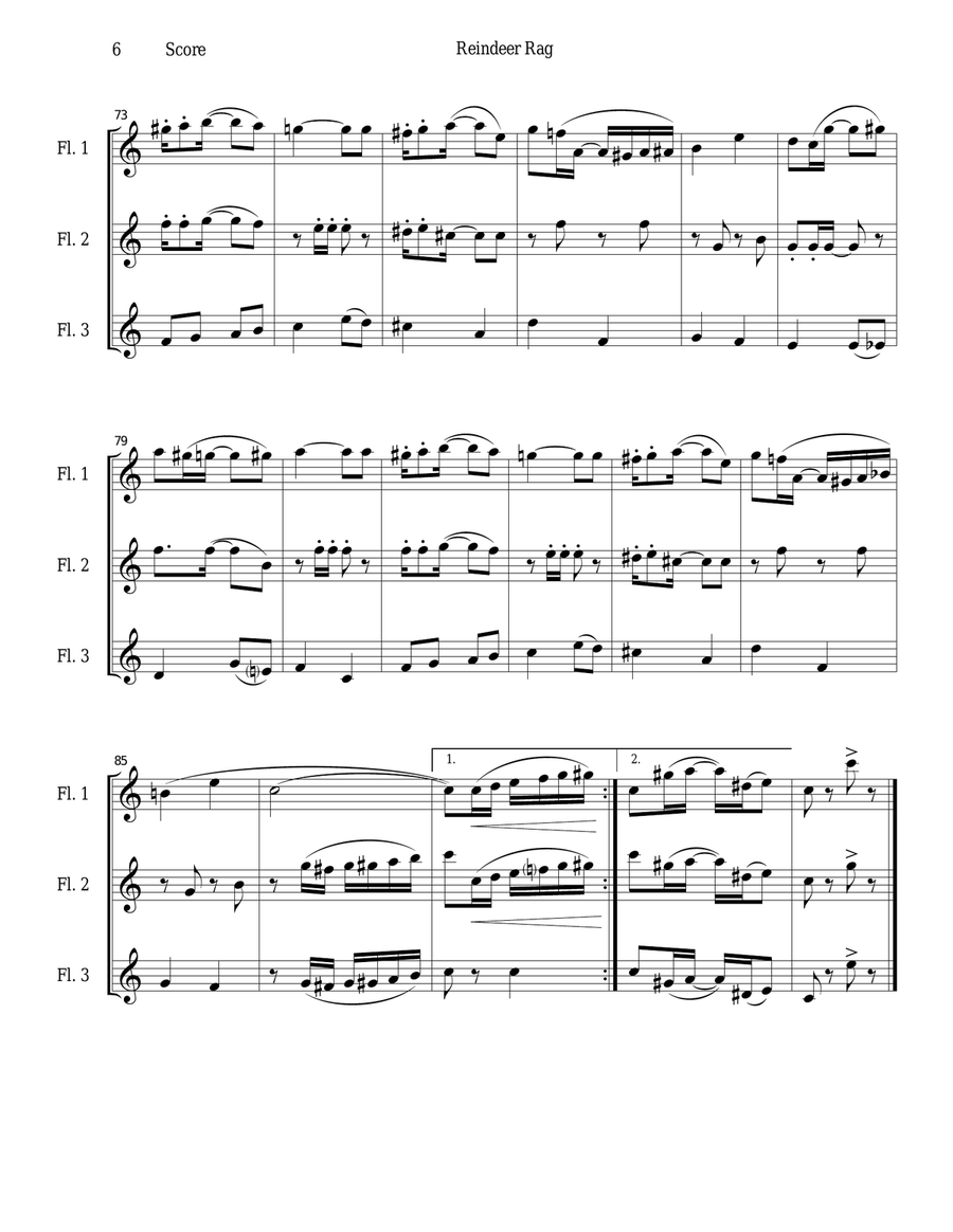 Reindeer Rag for Flute Trio Flute Trio scores gallery preview page 6