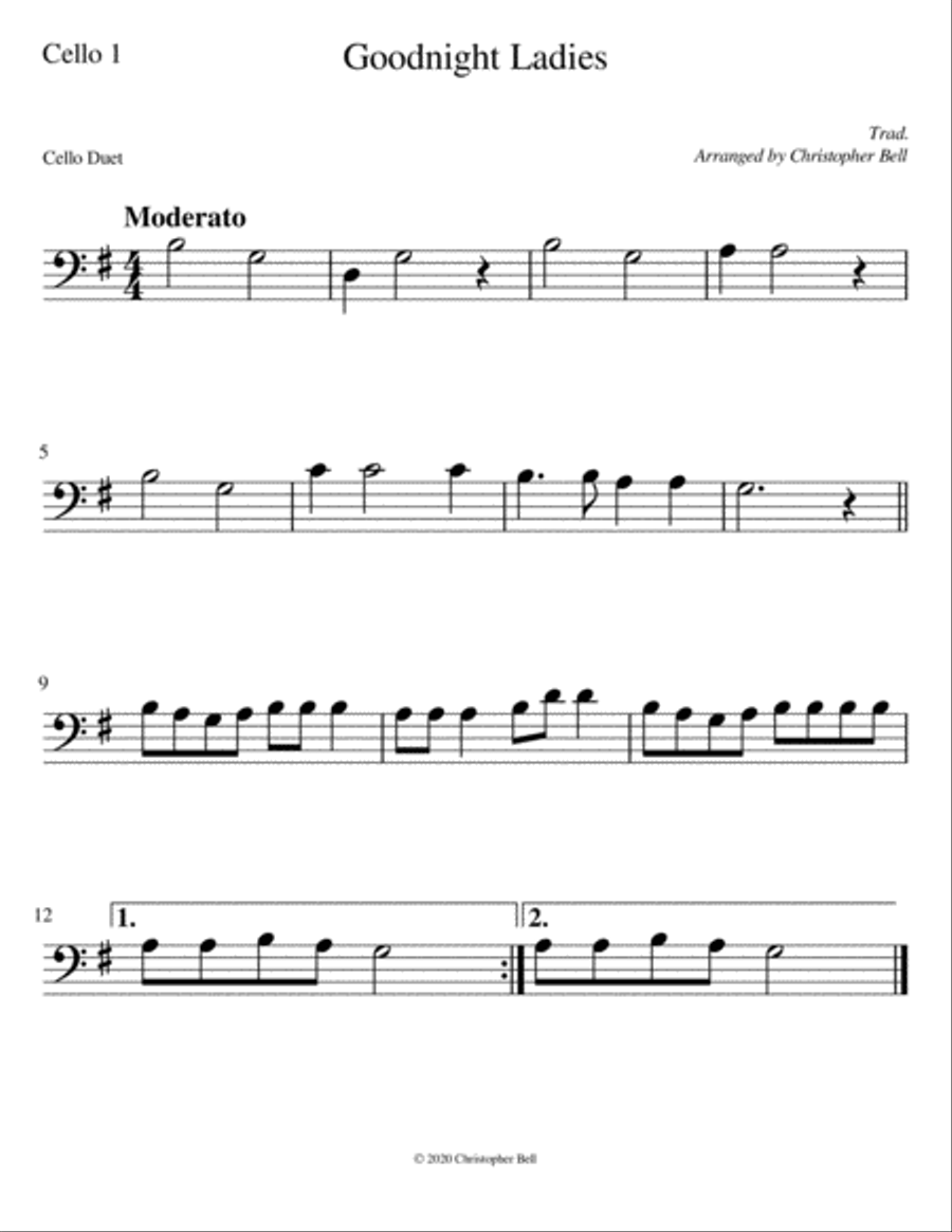 Goodnight Ladies - Easy Cello Duet String Duet scores gallery preview page 2