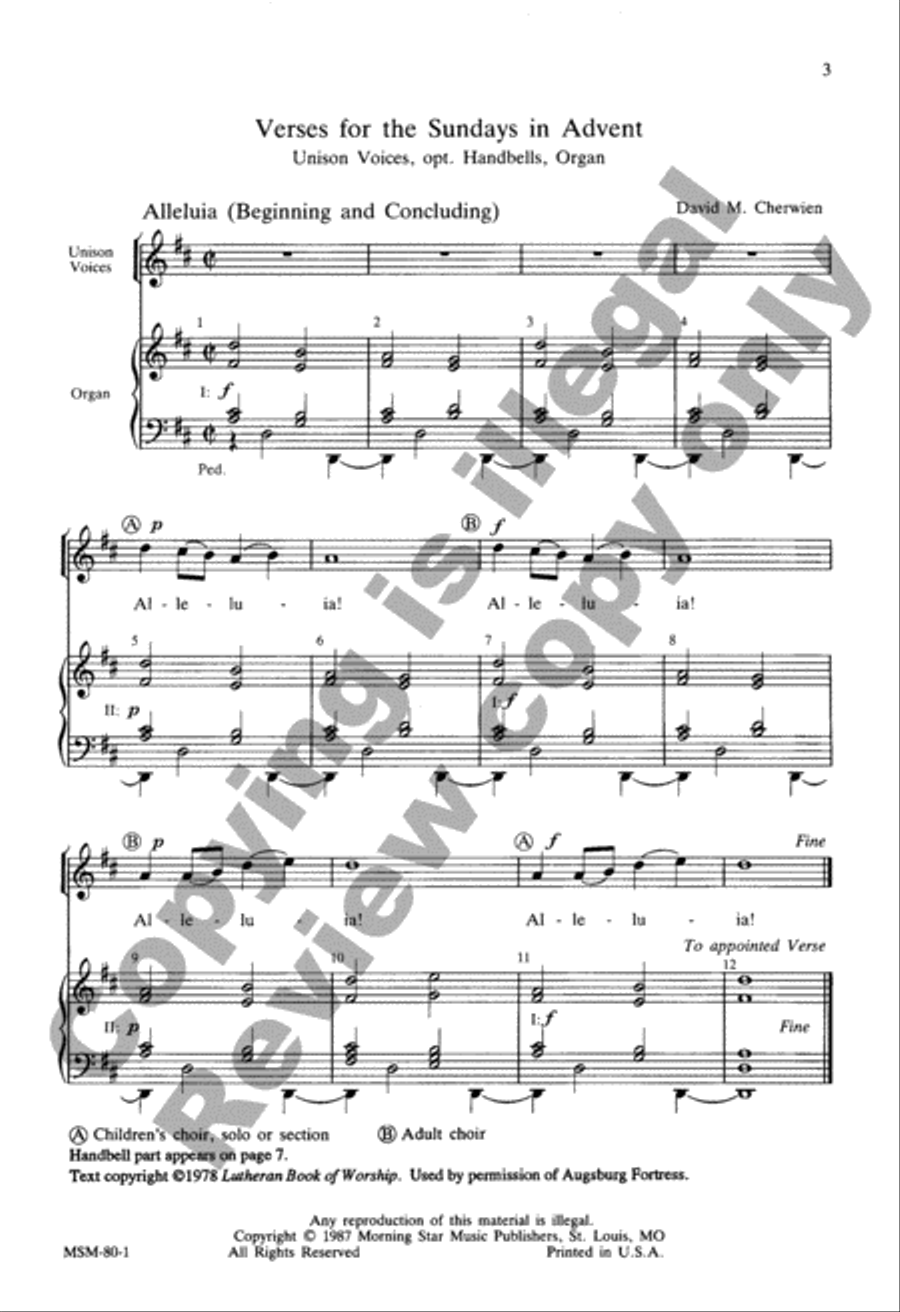 Verses for the Sundays in Advent Unison Choir scores gallery preview page 3