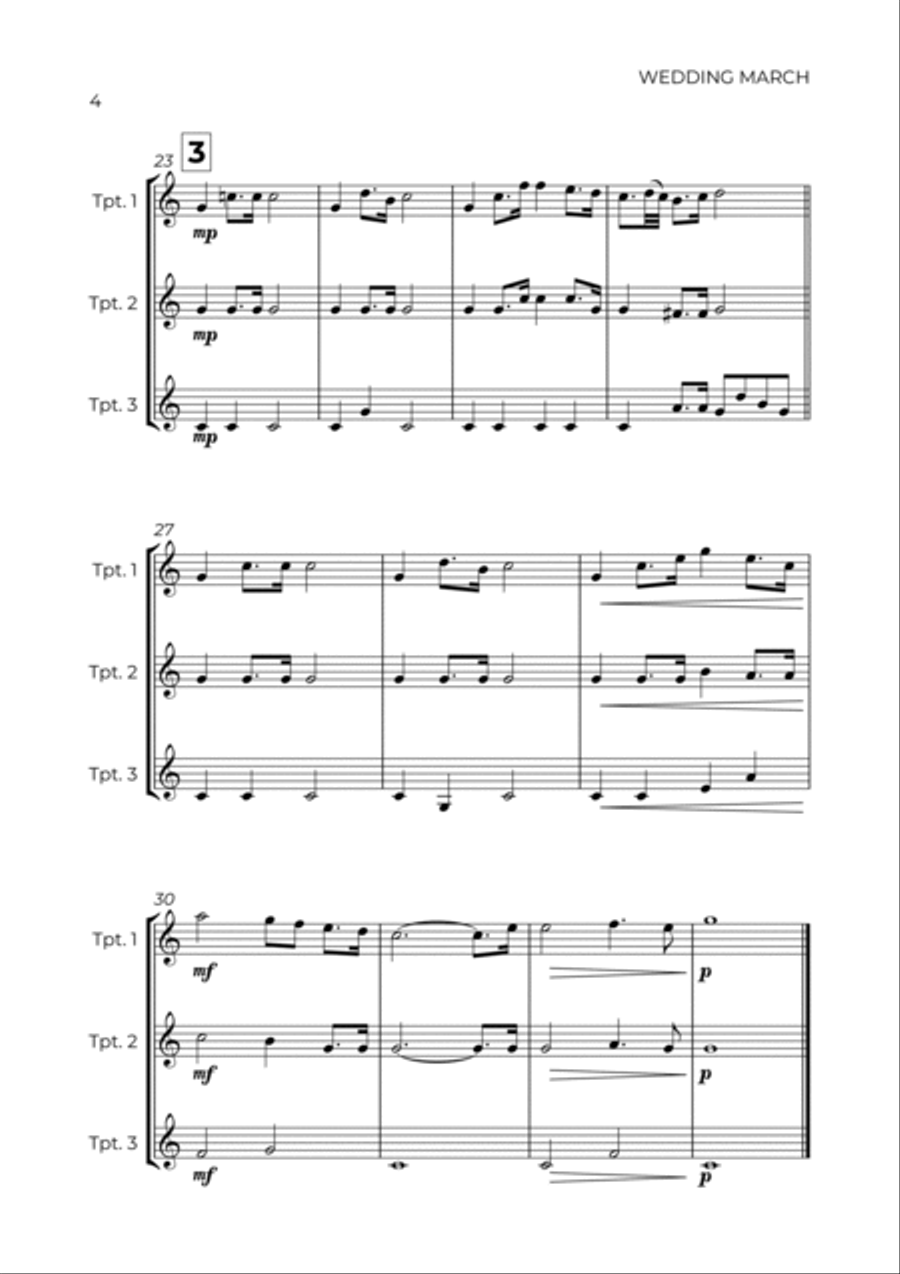 WEDDING MARCH - RICHARD WAGNER - TRUMPET TRIO Trumpet Trio scores gallery preview page 4