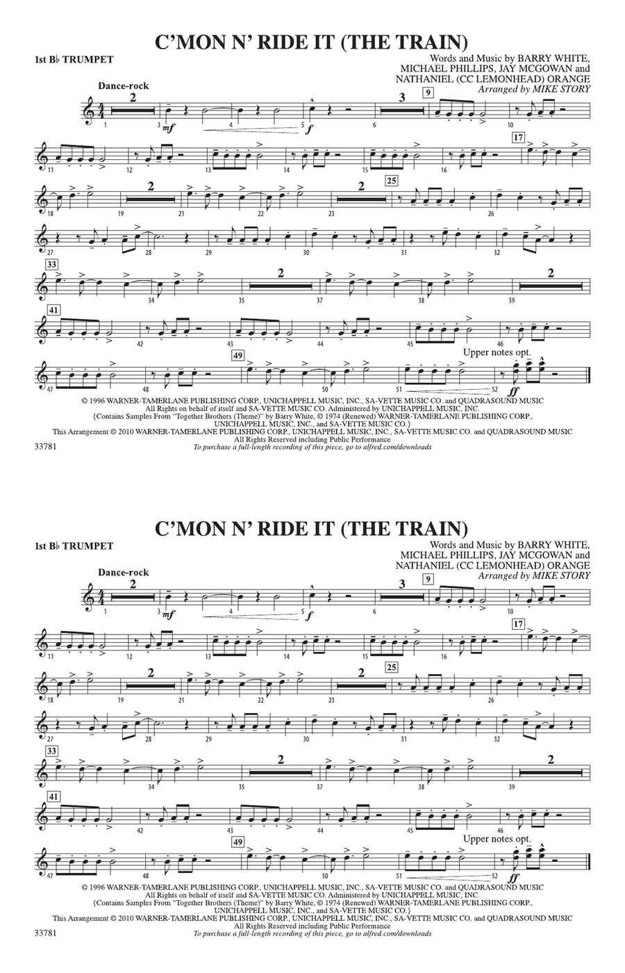 C'mon n' Ride It (The Train): 1st B-flat Trumpet