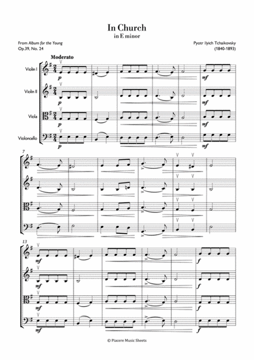 Tchaikovsky - In Church in E minor - Easy image number null