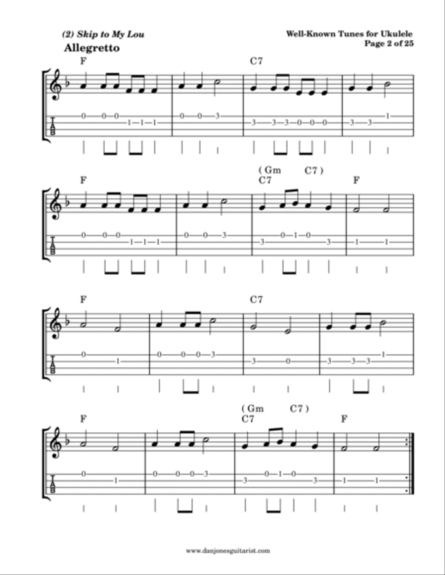 A First Book of Twenty-Five Well-Known Tunes for Ukulele, for Beginners Ukulele scores gallery preview page 5